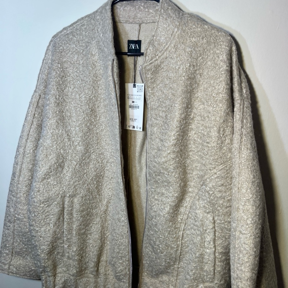 Zara Women's Cozy Cream Teddy Jacket